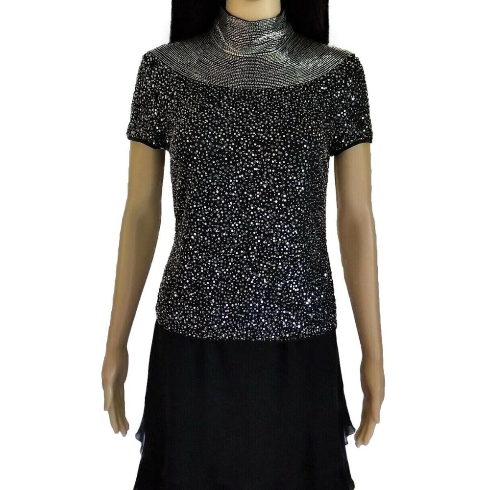 Escada Sequin Runway Couture Silver Sequins Beade… - image 5